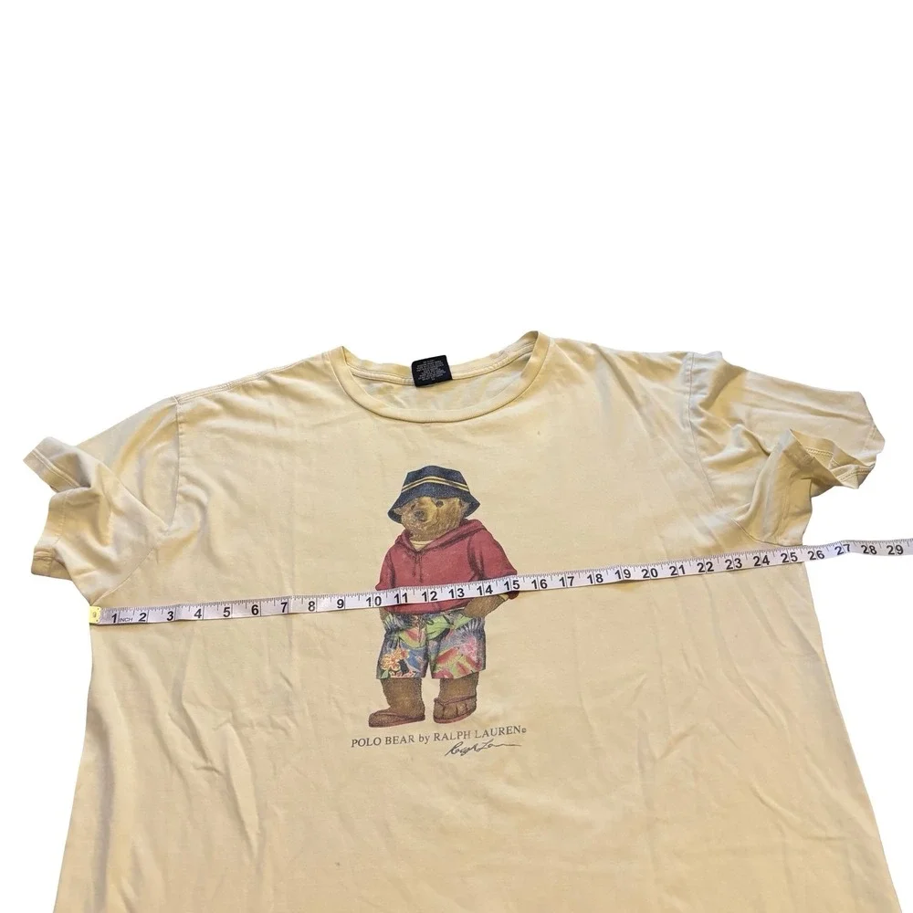 Vintage Polo Ralph Lauren Polo Bear Graphic T-Shirt Mens XL Beige Short Sleeve